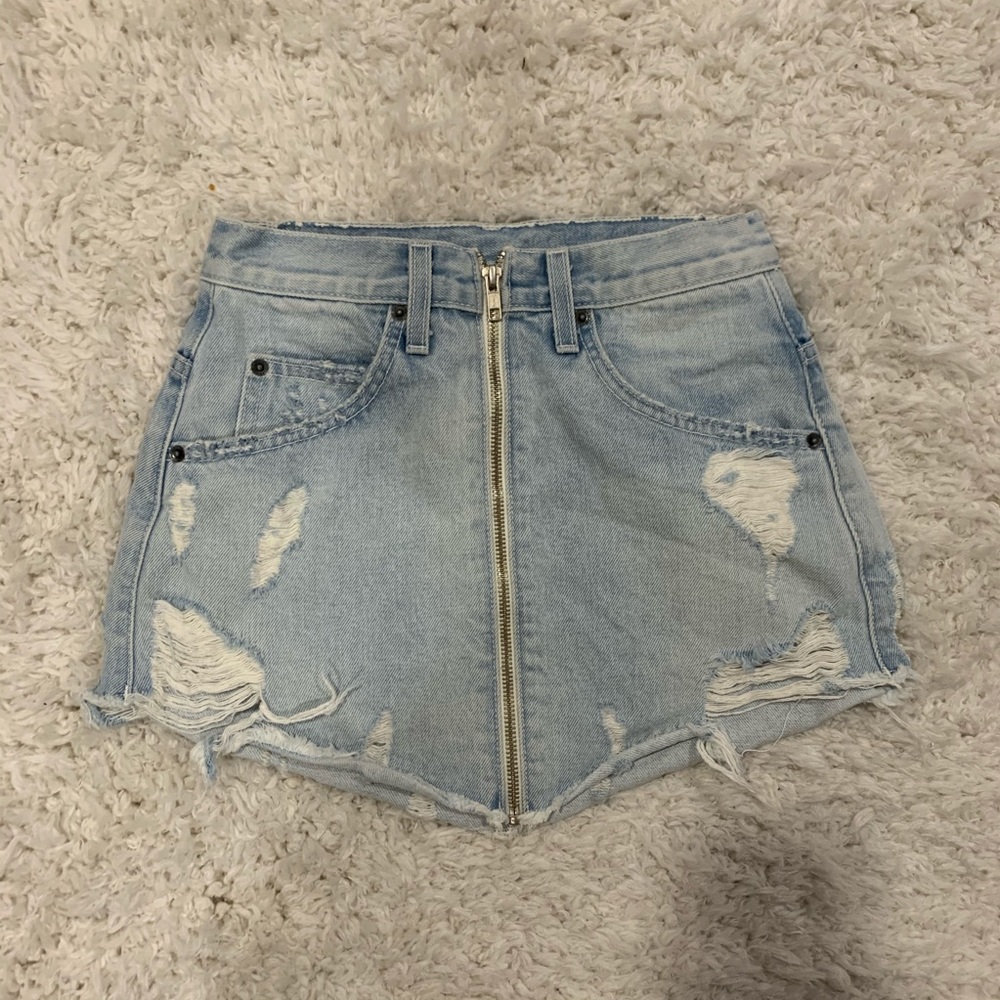 LF/CARMAR Beatrice Denim Front Zip Skirt